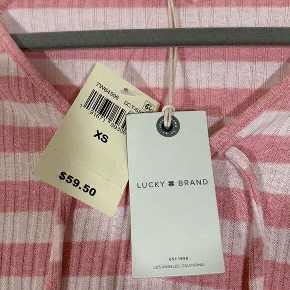 Lucky Brand Pink & White Striped Long Sleeve Top NWT - Picture 8 of 9
